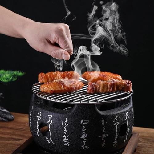 Japanese Style Portable Round Cooking Pan Charcoal Stove Alcohol Furnace Tabletop Camping Home Picnic Food Barbecue Grill