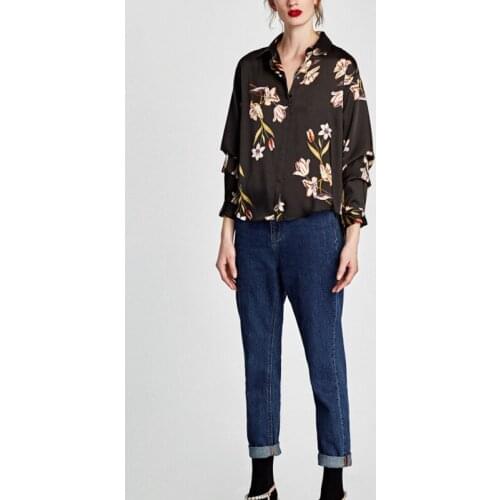 2019 Polyester Casual Woven Full Print Top Plus Size Blusas Blouse Vadim Dan New Pattern Printing Sleeve Hit Fold Fund Shirt