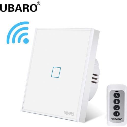 UBARO EU/UK Remote Control Switch Crystal Glass Panel Smart home wall light lamp Wireless Controller Switches 100-240V 433 2Gang