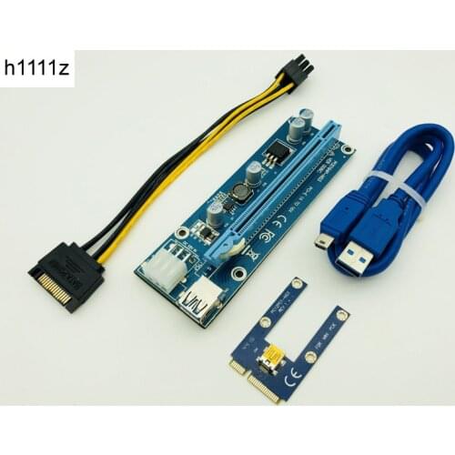 Mini PCIe PCI-E PCI Express Riser Card to PCIE Extender 16X SATA to 6Pin IDE Molex Power Cable for BTC ETH Litecoin Miner Mining