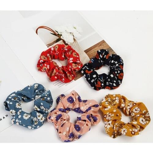 Korean Elastic Floral Scrunchies Sweet Hair Accessories Hair Rope Small Floral Floral Hair Ring Ponytail Holder Hair Tie Hot