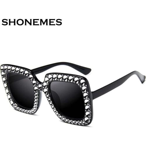 Vintage Diamond Sunglasses Big Square Women Brand Oversized Eyewear Retro Female Sun Glasses