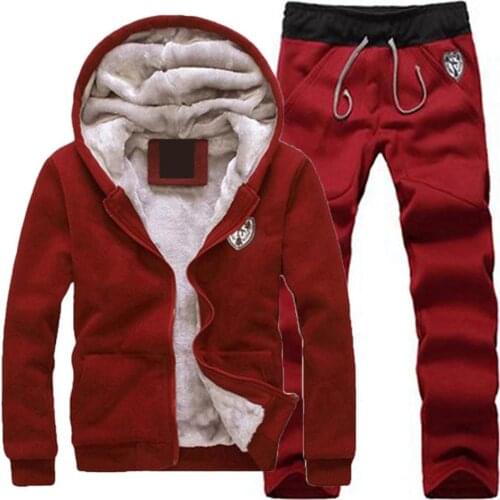 Winter Tracksuits Men Set Casual Thicken Fleece Warm Hooded Jacket Pants Spring Sweatshirt Sportswear Coats Hoodie Track Suits