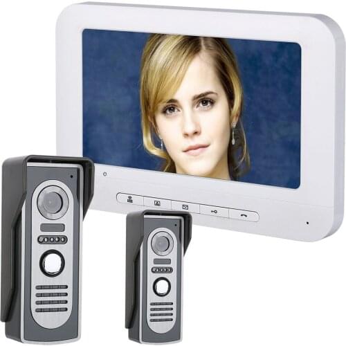 7 Inch TFT Video Door Phone Doorbell Intercom Kit 2-camera 1-monitor Night Vision with HD 700TVL Camera