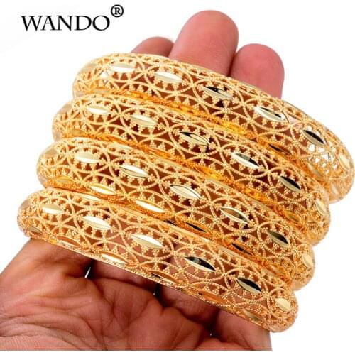 WANDO Trendy 4pcs/lot Ethiopian/Dubai/African/France/ Gold-Color Bangles Jewelry Gold Bangles&Bracelets for Women Gifts b141