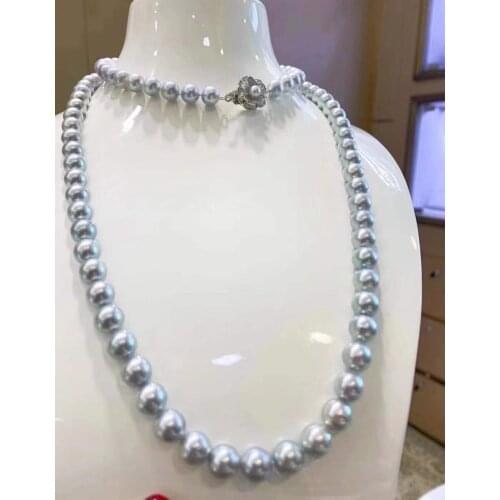 D329 Pearl Necklace Fine Jewelry Natural Fresh Water 7-8mm Round Gray Pearls Females Necklaces