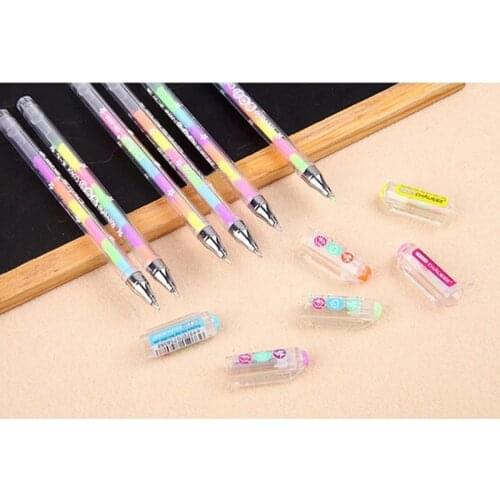 1PC Cute Highlighter Marker Stationary 6 Color Pen Students Ballpen For Children School Writing Supply Drop Shipping