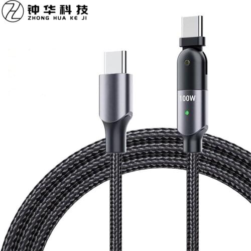 180 Rotation 100W USB C To USB C Cable PD Fast Charger Cord USB-C Type-c Cable For MacBook Pro Xiaomi Samsung S20 iPad iPhone 12