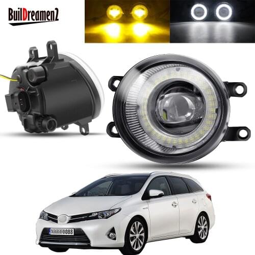 2 X Angel Eye Fog Light Assembly Car Left + Right LED Lens Fog DRL Daytime Running Lamp 12V For Toyota Auris (_E18_) 2012-2018