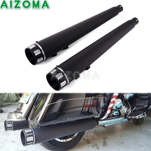 2 Pieces 45mm Retro Cafe Racer Motorcycle Slip On Exhaust Muffler Pipe For Harley Touring Street Road Glide Road King 1995-2016