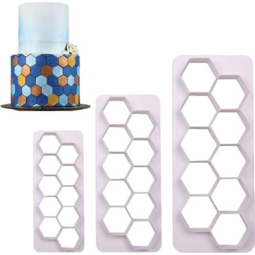 3pcs/Set Geometric Figure Jigsaw Puzzle Mold Cake Cutter Sugar Craft Tiara Fondant Icing Cutting Cake Cookies Baking Tool