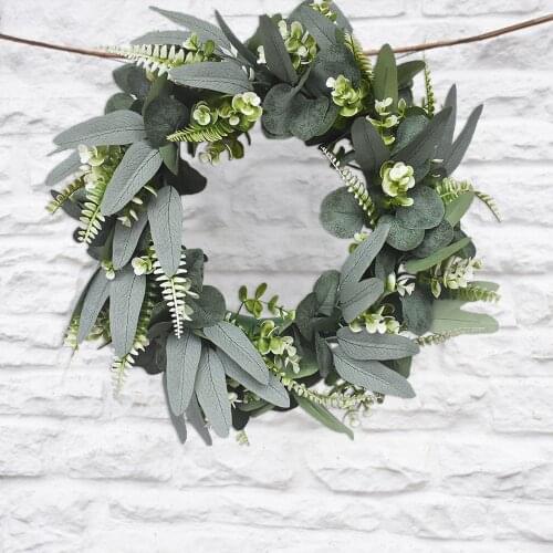 28CM Wreath Base Wreath Flower Farmhouse Garland Wreath Front Door Wall Hanging for Wedding Wreath Home Decor