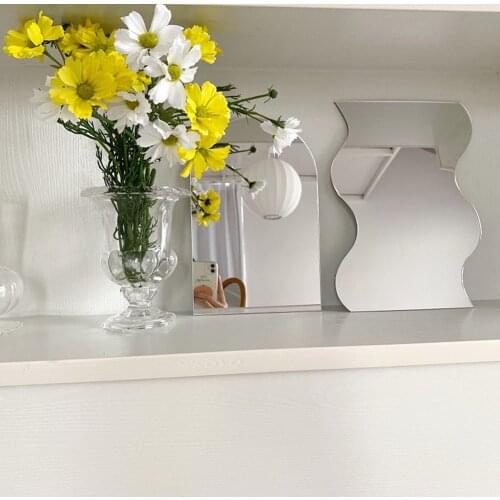 Acrylic Mirror Sheet Ins Irregular Edge Desktop Wavy Makeup Beauty Mirror For Makeup Decorative Furniture Craft Projects Dropsh