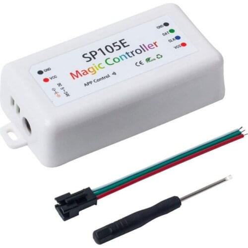 SP105E Wireless Bluetooth Controller APP WS2811 WS2812B WS2801 SK6812 APA102 Individually Addressable Programmable LED Strip Pix