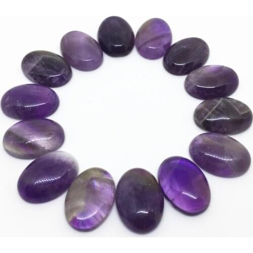 Natural Stone Loose Cabochons Oval Beads Purple Amethysts 18x25 mm for DIY Jewelry Making Accessories