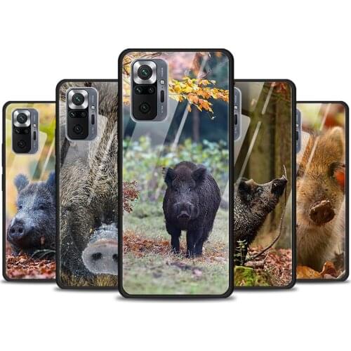 Wild Boar Pig Brown Tempered Glass Cover For Xiaomi Redmi Note 10 10S 9 9T 9S 8T 8 9A 9C 8A 7 Pro Max Phone Case