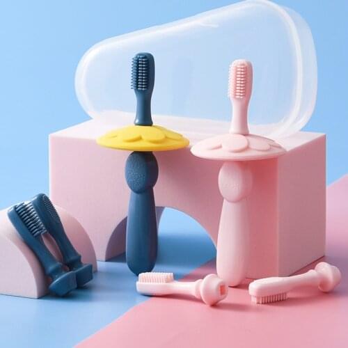 Cartoon Kids Training Toothbrush Soft Silicone Baby Children Dental Oral Care Tooth Brush Solid Color Baby Accessories