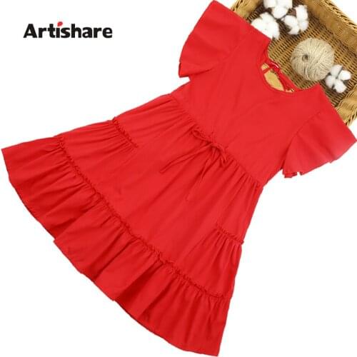Kids Dresses For Girls Solid Color Girl Summer Dress 2022 Kids Dresses Spring Autumn Costumes For Girls Free Bag