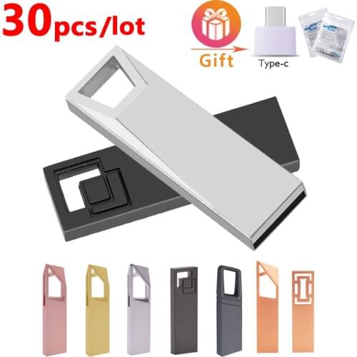 Bulk 30pcs free Custom logo USB 2.0 Flash Drive 128GB 64GB 32GB 16GB 8GB Stick pen drive U Disk Storage Device Waterproof