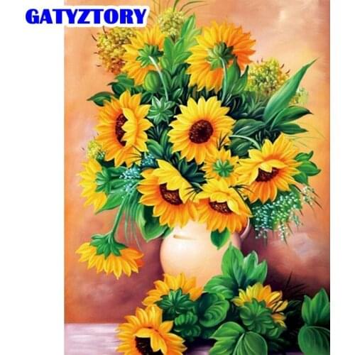 GATYZTORY 5D DIY Diamond Painting Sunflower Embroidery Diamond Mosaic Full Square/Round Drill Landscape Decorations Home Gift
