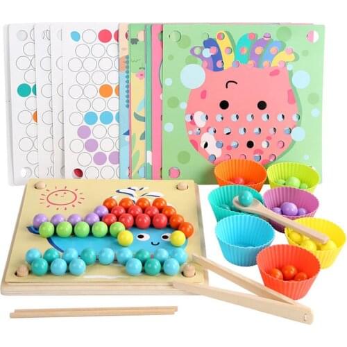 Wooden Clip Beads Game Montessori Children Wooden Clip Ball Puzzle Parent-child Interactive Toy Children Gift Education Gift