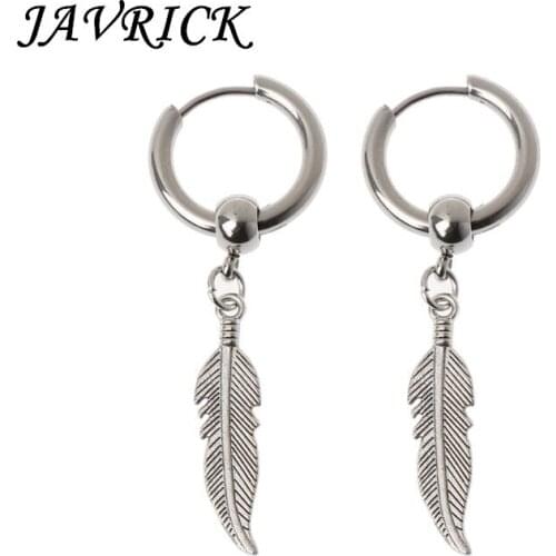 JAVRICK Korean Jewelry Hip Hop kpop Drop Earrings Leaf Pendant Dangle Chain Earrings