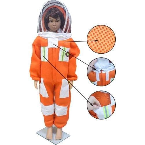 Kids Full Body 3D Air Cotton Fabric Ventilated Beekeeping Suits Bee Suits with Self Supporting Fencing Veil Hood for Children