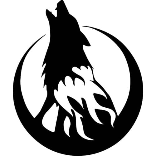 Creative Personality on The Reflection of The Moon Screaming Wolf Pattern Car Sticker Pvc Cover Scratches Reflective Car Decal