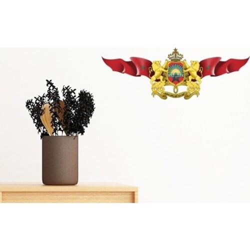 Morocco Flag National Emblem Removable Wall Sticker Art Decals Mural DIY Wallpaper for Room Decal