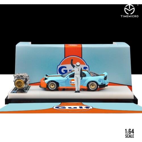 TimeMicro 1:64 Rocket Bunny Pandem Mazda RX-7 Pink Pig Gulf Diecast Model Car