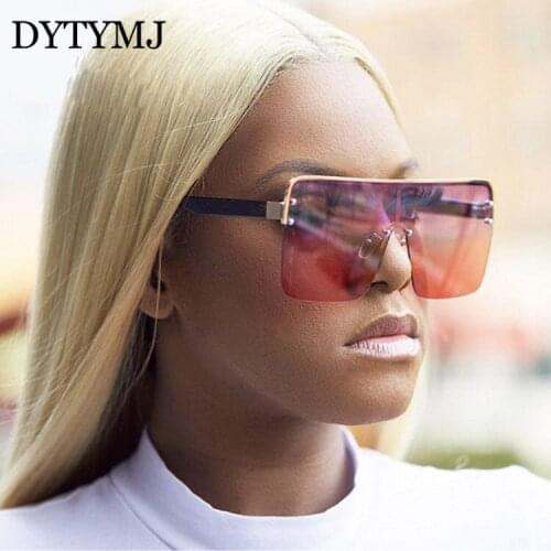 DYTYMJ Fashion Rimless Sunglasses Womens Gradient Oversized Sunglasses for Women Luxury Shades for Women Lentes De Sol Mujer
