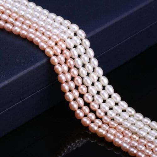 Natural Freshwater Cultured Pearls Beads Oval Shape 100% Natural Pearls for Necklace Jewelry Making DIY Strand 13 Inches