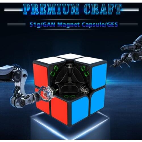 Original Gan251M 2x2 GAN251 M Cube 51mm Black Stickerless Magnetic GAN Magic Cube Puzzle Toys For Children Magico Cubos