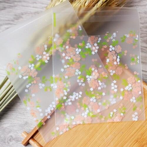 Big size Pink rose Self Adhesive Seal bakery bread plastic bag ,gift bags 300pcs/lot