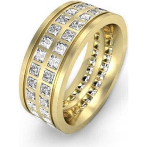 Popular Trendy White Crystal Ring Set White Cubic Zircon Two-layer Crystal Cold Ring European Fashion Party Men Charm Jewelry