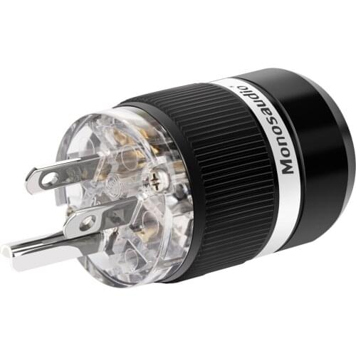 Monosaudio M101R/F101R US AC Power Plug Connector Pure Copper Rhodium 10A/250V 15A/125V Audio Grade Power Connector IEC320 C13