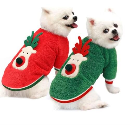 Christmas Pet Costume for Small Dogs Cats Winter Puppy Cat Clothes Chihuahua Maltese Pullovers Dog Hoodie Coat XS-2XL