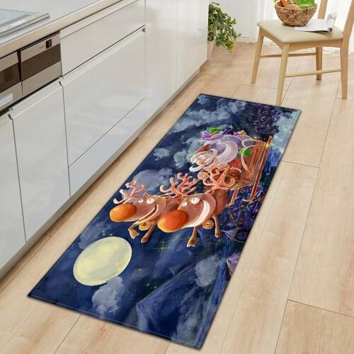 Christmas Kitchen Mat Bedroom Entrance Living Room Carpet Home Doormat Hallway Balcony Non-slip Carpet Long Bedside Rug Bathroom
