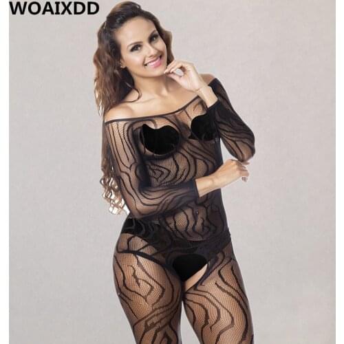 Sexy Lingerie Erotic Costumes Women Intimates Bodystocking Open Crotch Sex Products Erotic Stripe Jacquard Chemises Underwear
