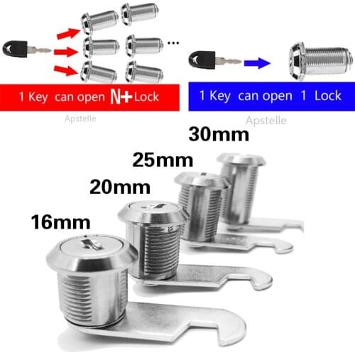Same key 16/20/25/30mm Drawer Locks With 2 Keys Lock Furniture Hardware Door Cabinet Lock For Office Desk Letter Box Cam Locks