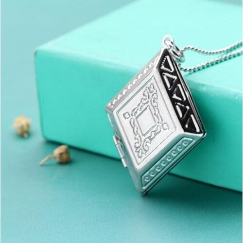 Rose Gold Color Photo memory floating book locket Pendant Photo Box fashion necklaces for women 2016 MKA1012