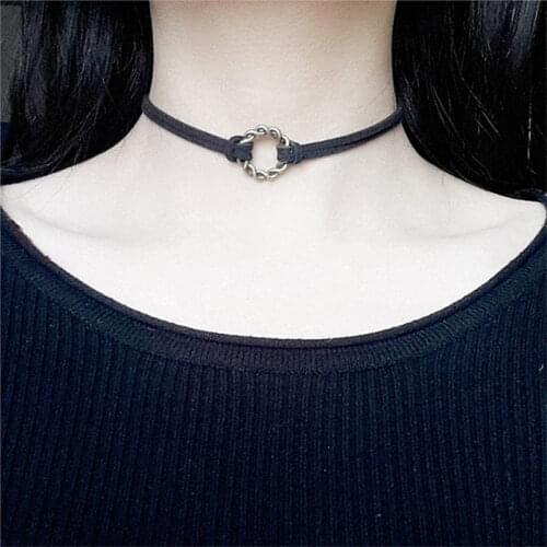 2020 New Fashion Black Velvet Ribbon Choker Necklace Punk Gothic Handmade With Round Pendant For Women Gift Collares Jewelry