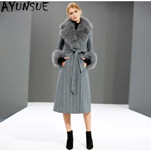 AYUNSUE Wool Coat Female Jacket Winter Coat Women Clothes 2020 Fox Fur Collar Woolen Coat Women Korean Jackets Abrigo Mujer MY