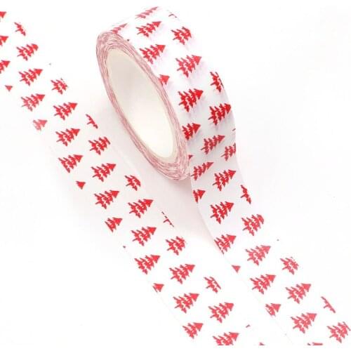 10pcs/lot Decorative Red Christmas Tree Washi Tapes DIY Scrapbooking Stickers Adhesive Masking Tape Kawaii Papeleria Wholesale