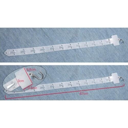 100pcs 63*3cm Pp Plastic Hook Strip Snacks Hanger Commodity Holder Display Hook Strip Hanging Merchandising Clip 12 Hooks