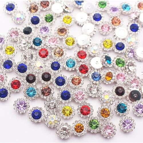 10mm 12mm Mix Color Shiny Crystals Strass Stones Trim Lace Claw Sewing Rhinestones Garment Crafts Sew On Rhinestones for Clothes