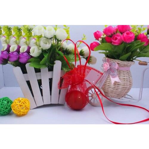 40cm 1000pcs Red Candy Bags For Wedding Round Christmas Organza Bags Gift Packaging Bags Women Drawstring Bag Package Display