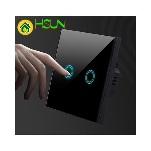 86 type EU Wall Switch Touch Switch Sensor Switch 2 Gang Smart Remote Control Luxury Crystal Glass Panel Light Waterproof