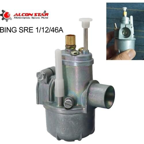 Alconstar- BING SRE 1/12/46A 12mm Motorcycle Carburetor Carb Fit For MUSTANG PUCH SABRE MAXI MV50 MS50 50CC Engine ZUNDAPP Race