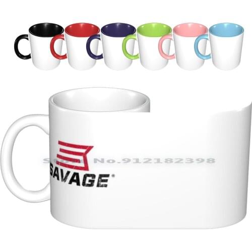 Savage Arms White Ceramic Mugs Coffee Cups Milk Tea Mug Savage Gun Arms Shotgun Stuff Colt Benelli Creative Trending Vintage